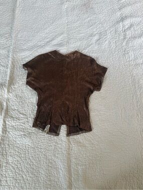 Shimmery Brown Short-Sleeve Women’s Blouse